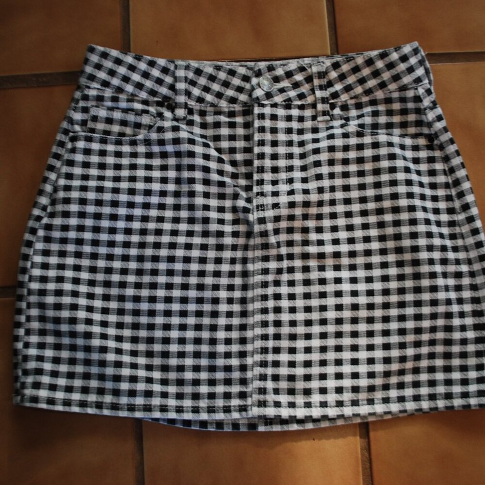 PacSun Los Angeles Woman's Mini Skirt Checkered Blk Wht Small
